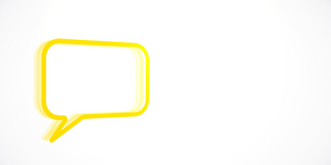 Yellow Neon Speech Bubble Isolated on a White Background. 3D Rendering
