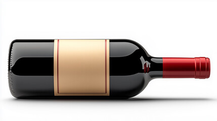Elegant Red Wine Bottle with Minimal Label, Luxurious Drink Presentation
