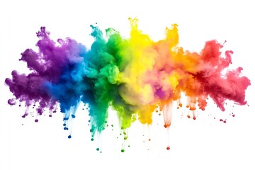 Rainbow paint explosion of pride isolated on a white backdrop. Generative Ai