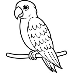 Parrot on a branch line art vector illustration