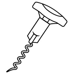 corkscrew isolated on white line art vector illustration