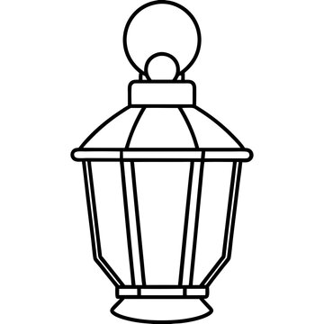 recommend clip art: street lamp isolated on white line art vector illustration
