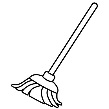 black and white mop cleaning clip art preview