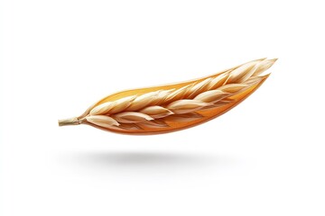 Isolated on a white backdrop, a mature wheat seed floating and peeling. Generative Ai