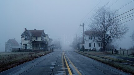 Fototapeta premium Foggy Road in the Countryside