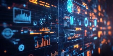 Dynamic business environment showcasing the concept of business agility, with symbols representing company transformation towards higher efficiency and rapid adaptation to market changes. 