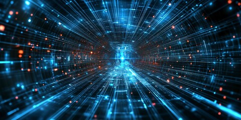 Digital backdround ideal for technological operations, neural networks, AI, data transmission and encryption, digital archives, audio and visual representations, scientific research