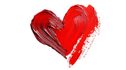  A textured, painted red heart isolated on white, symbolizing love, romance, or art. The bold brush strokes add an artistic touch.