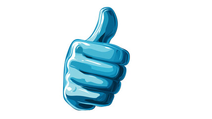Blue Thumbs-Up Symbol. A shiny blue 3D thumbs-up icon isolated on white, representing positivity, approval, or social media engagement.
