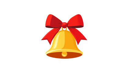 Golden Bell with Red Ribbon. A shiny golden bell tied with a red ribbon, isolated on a white background. Ideal for holiday, Christmas, or celebration-related imagery.