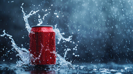 Soda can thrown into the air, red in color
