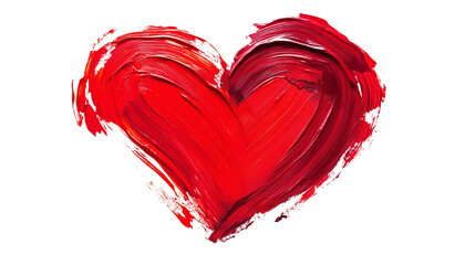  A textured, painted red heart isolated on white, symbolizing love, romance, or art. The bold brush strokes add an artistic touch.