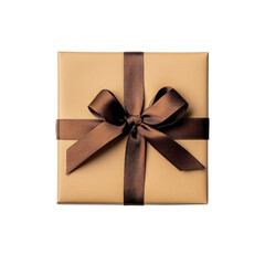 Gift box with ribbon on transparent background, PNG file, festive packaging