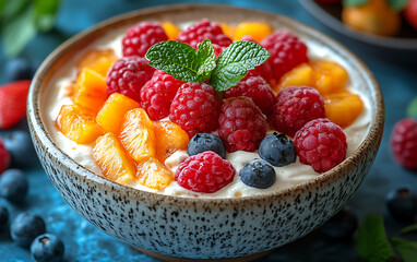 Fruit-Topped Delight: Creamy Yogurt Bowl Visual