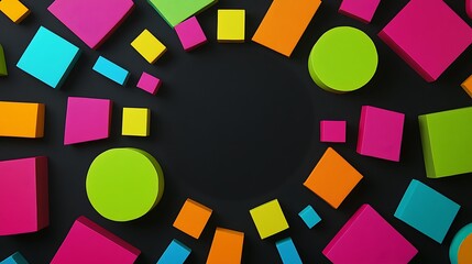 Fototapeta premium Abstract background with colorful geometric shapes in a circular pattern.