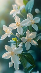 Obraz premium High Quality Night Blooming Jasmine Flower Close-up with Natural Evening Light Image