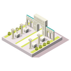 Isometric Imperial Rome Triumphal Arch Acqueduct Game Tile