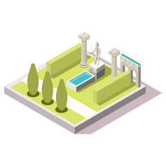 Isometric Imperial Rome Garden Game Tile