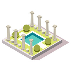 Isometric Imperial Rome Garden Game Tile
