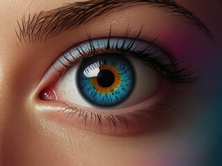 Fototapeta premium 3d close up of a female eye,eye of the girl,close up of eye