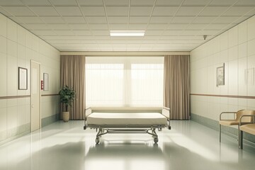 Hospital prayer room interior on solid white background, single object