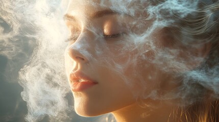 Fototapeta premium Outline of a Facial Steamer with Soft Steam Lines Symbolizing Deep Skin Cleansing and Rejuvenation