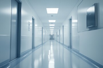 Night shift hospital hallway on solid white background, single object