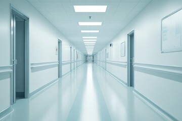 Night shift hospital hallway on solid white background, single object