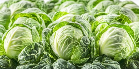 Fototapeta premium Fresh Green Brussels Sprouts Isolated on White Background—A Healthy Vegetable Option for Nutrition-Focused Content.