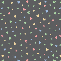 Minimalistic seamless pattern with small hearts on a plain background. Vector print for wallpaper, fabric, textile design, wrapping paper.