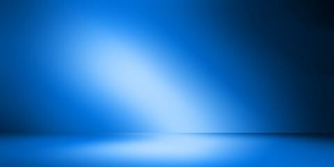Blue empty room studio gradient used for background and display your product