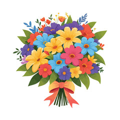 Obraz premium Beautiful bouquet of flowers and leave for decoration in water colors vector style with white background