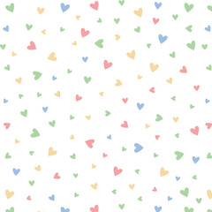 Minimalistic seamless pattern with small hearts on a plain background. Vector print for wallpaper, fabric, textile design, wrapping paper.