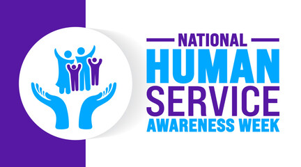 National Human Service Awareness Week background or banner design template is observed every year in October. Holiday concept. Template for card, poster, placard, template. eps 10