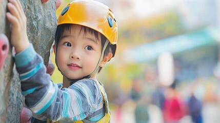 boy, climbing, rock, safety, helmet, playground, outdoor, equipment, asian, wall, people, blurred, adventure, activity, fun, sports, nature, youth, exercise, children, leisure, thrill, summer, challen