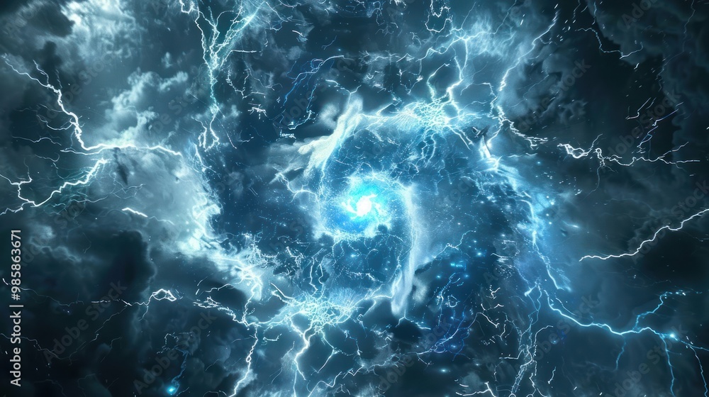 Poster lightning storm in space