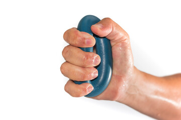 Strength finger hand grip finess isolated on white background, selective focus