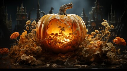 Naklejka premium Autumn & Halloween Pumpkin Set High-Quality Transparent Images