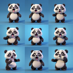 Obraz premium a cute panda, emoji pack, expression sheet, multiple poses and expression