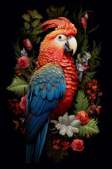 Obraz premium an illustration of a parrot on a black background