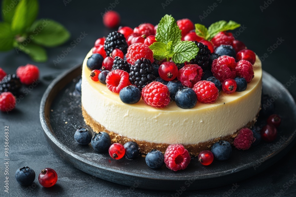 Canvas Prints upscale gluten-free cheesecake with fresh berries a luxurious and elegant dessert option concept