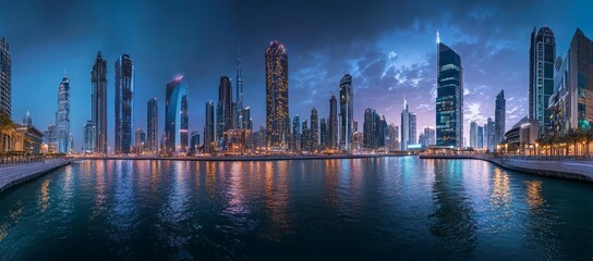 Urban Symphony Cityscape Reflections on Water, Reflections of a Vibrant Metropolis City Lights on Water, Skyline Mirror The Beauty of Cityscapes and Water Reflections