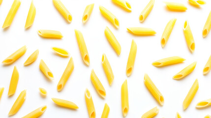 Pattern pasta penne on white background