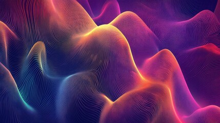 Obraz premium Abstract Wavy Lines and Gradient Colors on a Dark Background