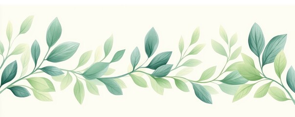 Fototapeta premium Botanical leaf wallpaper art on white bazckground
