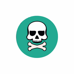 Skull and crossbones icon on green background. Vector illustration.