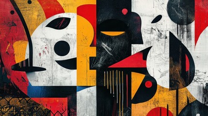 Naklejka premium Abstract Geometric Composition in Vibrant Colors