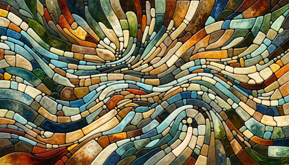 vibrant and colorful mosaic of stone tile designs, with a variety of shapes and patterns that create a sense of movement and rhythm