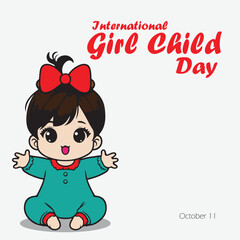 International Girl Child Day October 11 Vector Illustration