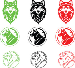 Dog vector silhouette and Multi Color  illustration of multiple images dog either 